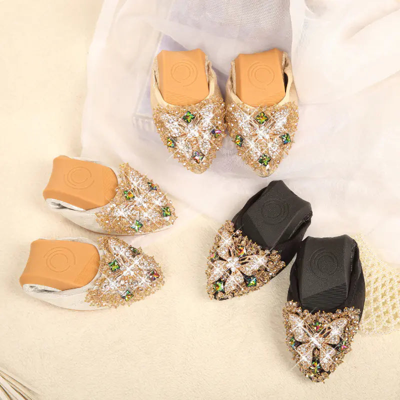 Pointed Toe Rhinestone Flats