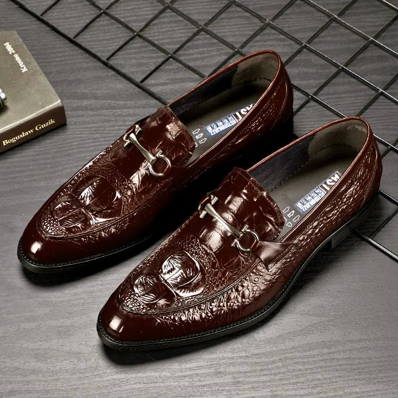 Crocodile Pattern Men's Leather Dress Shoes