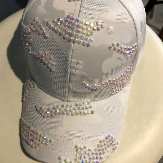 Women's Rhinestone Baseball Cap with Letter Design