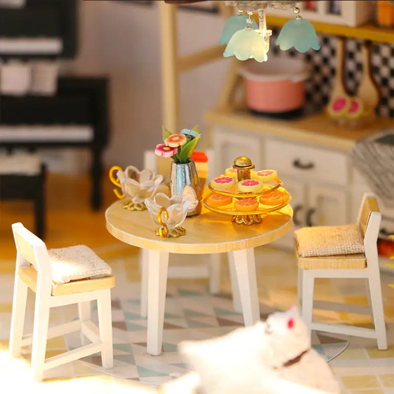 DIY Sound-Light Model Toy Cabin for Christmas Gift