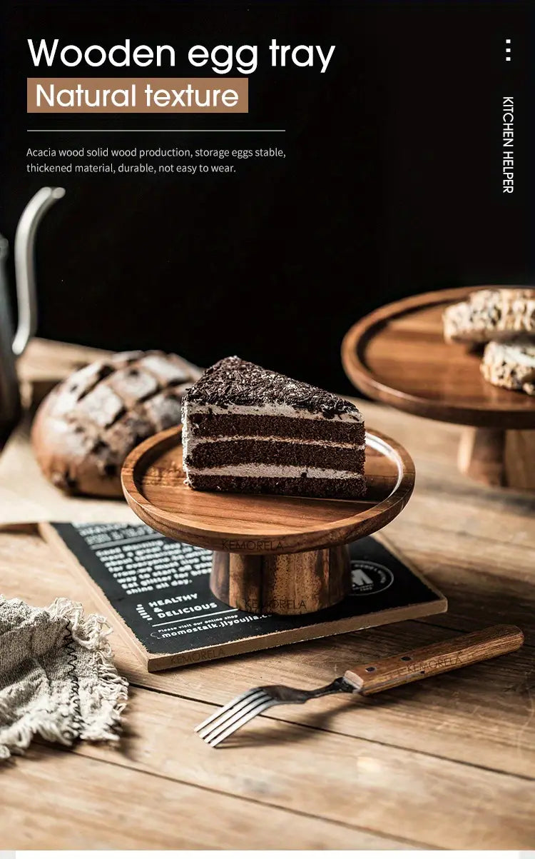 Wooden Round Dessert Plate - Creative Food Serving Tray