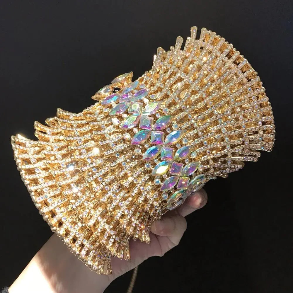 Women's Rhinestone Clutch Bag with Flower Design