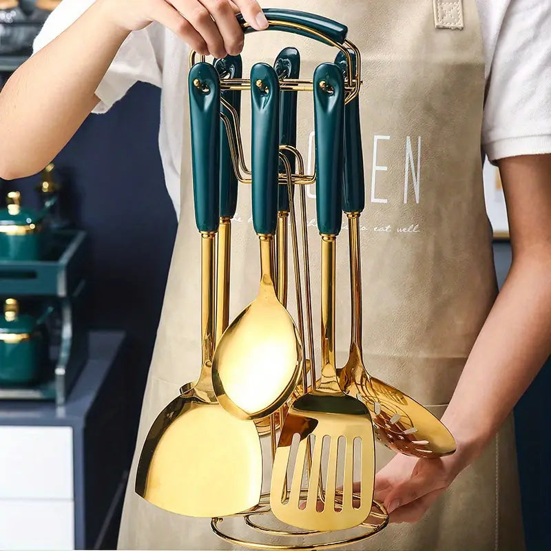Luxury Lightweight Kitchen Utensil Set with Ceramic Handle
