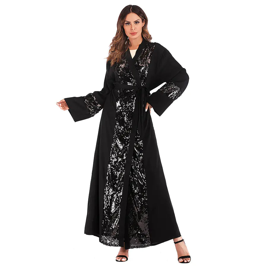 Sequin Patchwork Cardigan Robe for Women - Comfort Gift Box