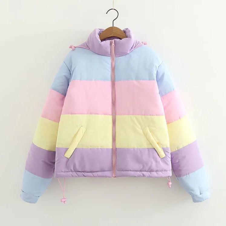 Rainbow Loose Thick Cotton Jacket (Bread Jacket)
